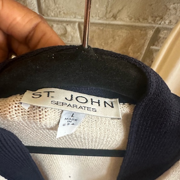 St. John vintage crème and black pants cardigan set large - Picture 3 of 11